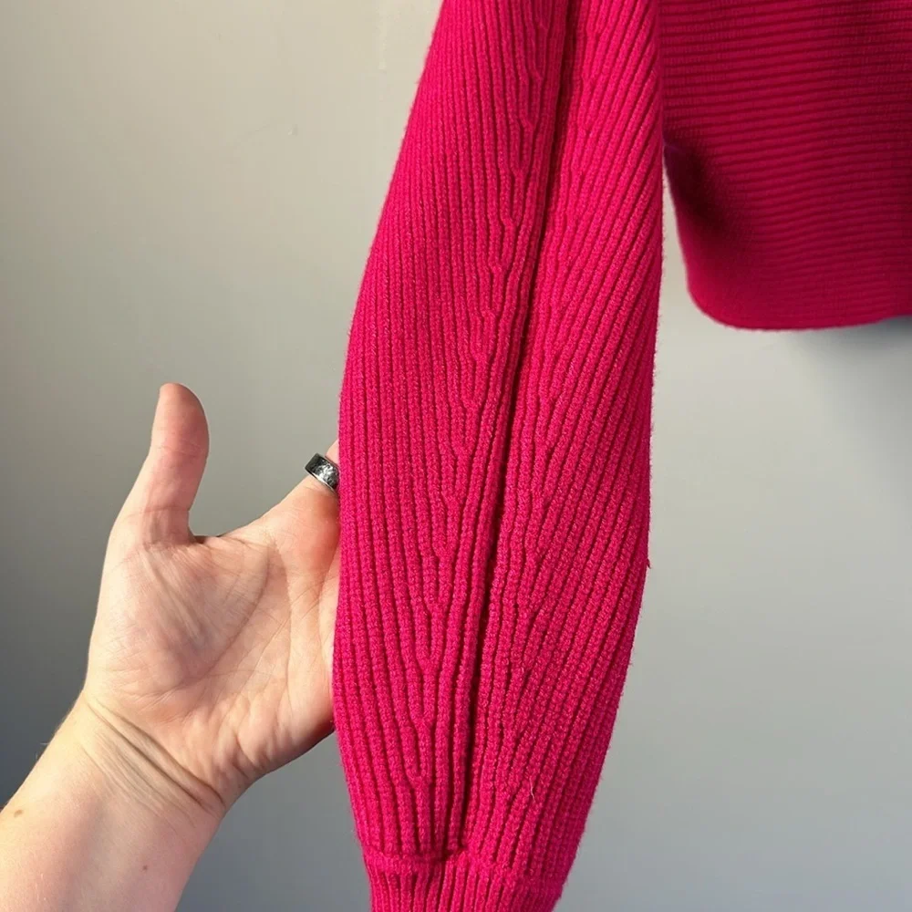 NWT House Of Harlow 1960 Pink Long Sleeve Cropped Turtleneck Sweater Size XS
